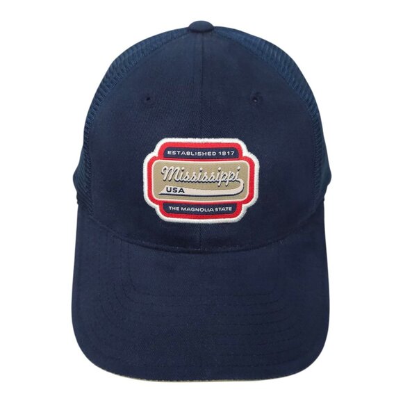 Mississippi Magnolia State Mesh Back Tuck Strap Cap Trucker Embroidered Logo Hat - Picture 14 of 14